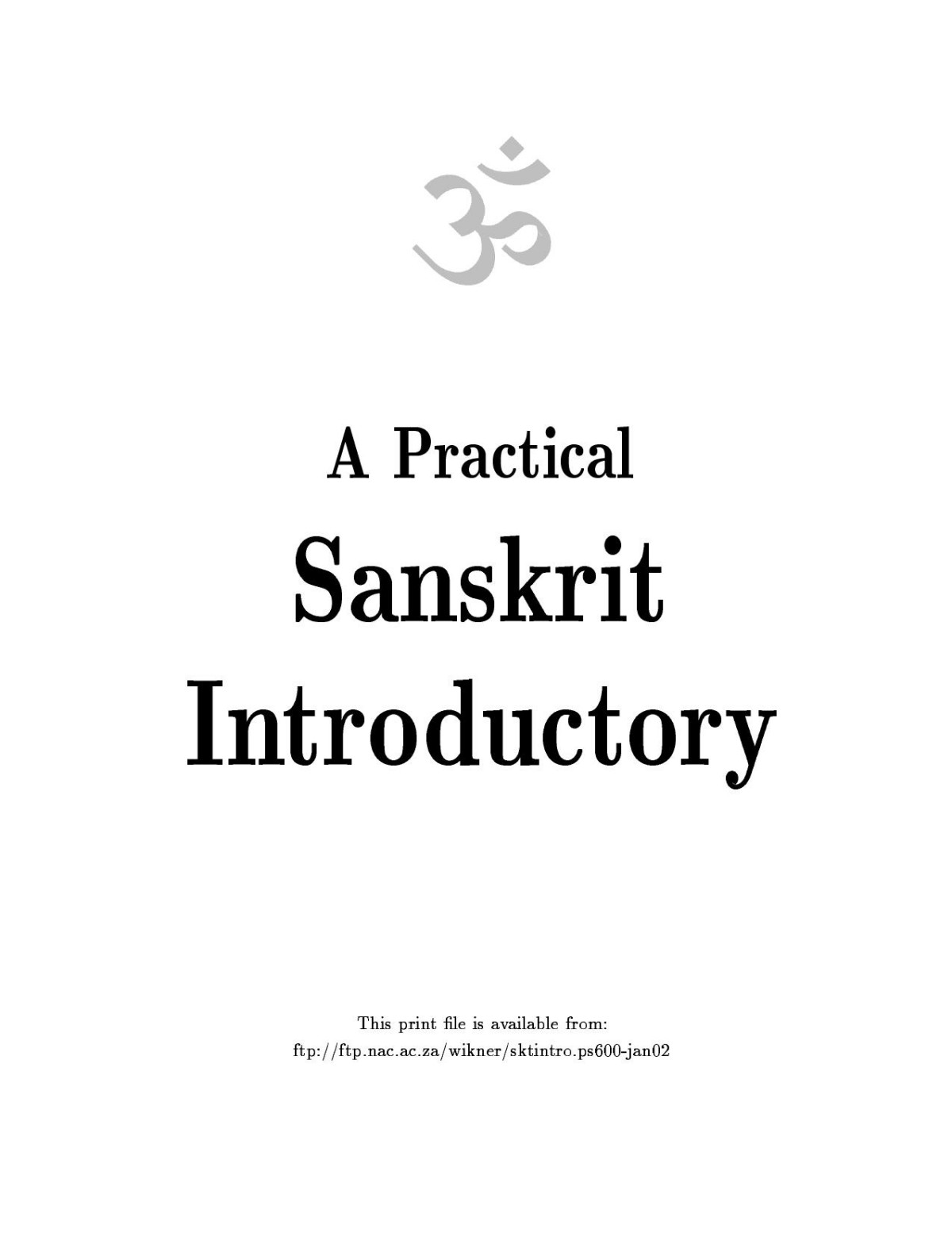A Practical Sanskrit Introductory